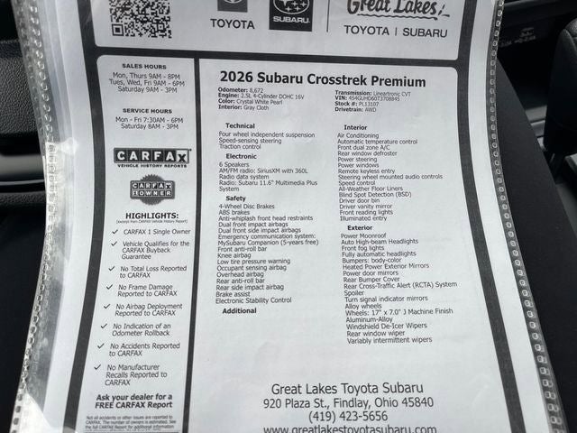 2026 Subaru Crosstrek Premium