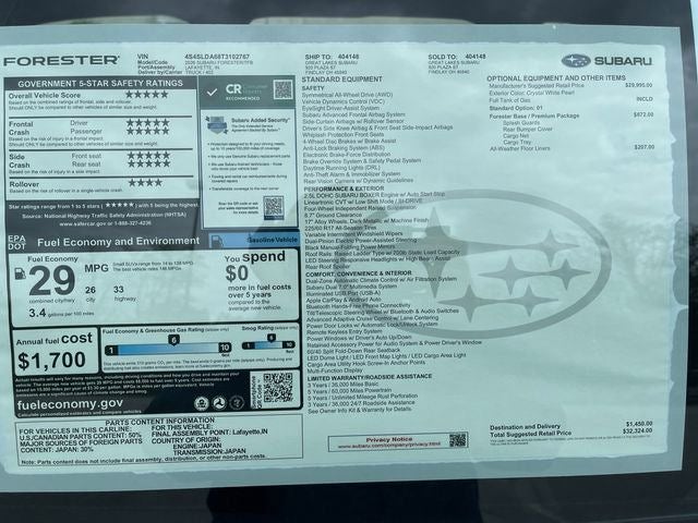2026 Subaru FORESTER Standard Model