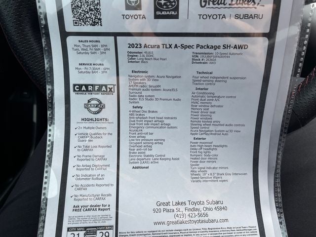 2023 Acura TLX A-Spec Package SH-AWD