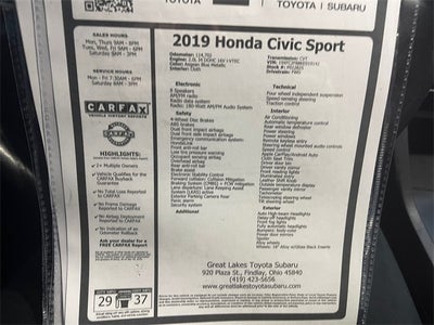 2019 Honda Civic Sport