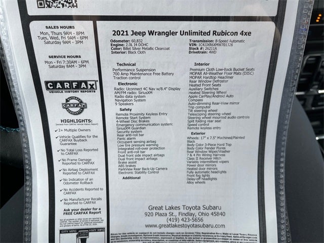 2021 Jeep Wrangler Unlimited Rubicon 4xe