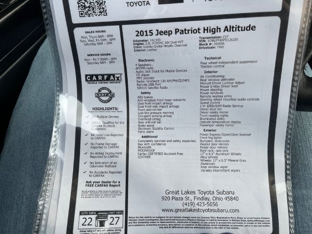 2015 Jeep Patriot High Altitude