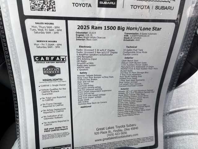2025 RAM 1500 Big Horn/Lone Star