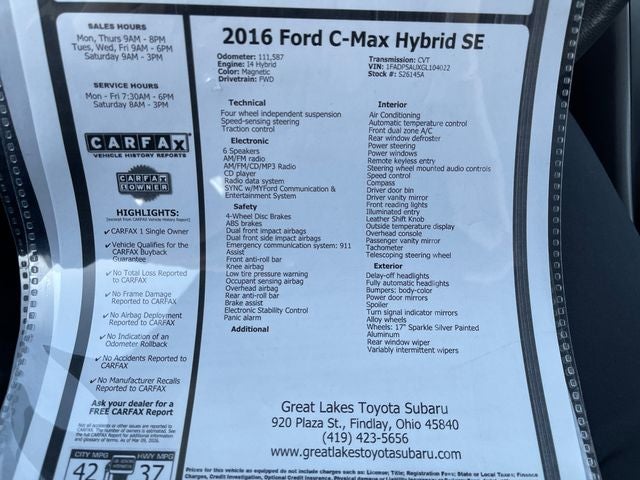 2016 Ford C-Max Hybrid SE