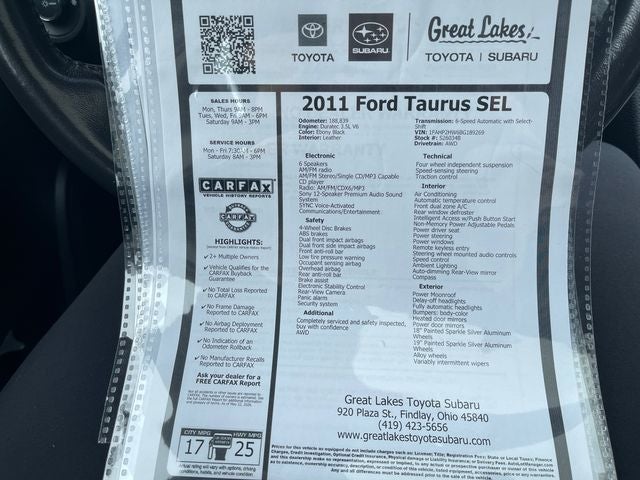 2011 Ford Taurus SEL