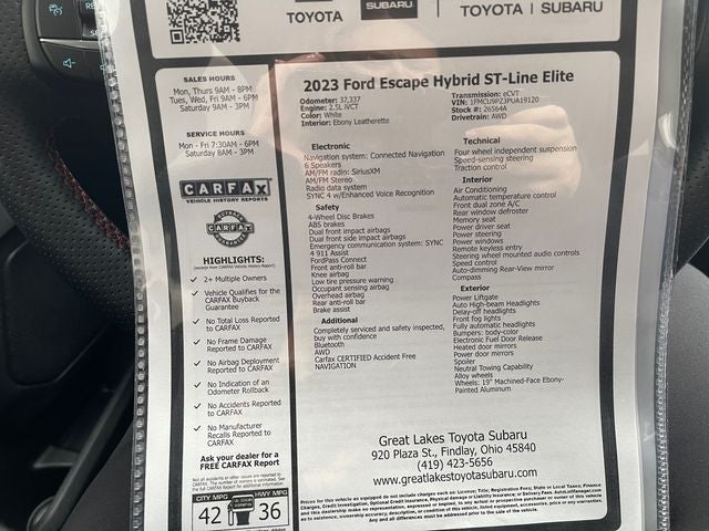 2023 Ford Escape Hybrid ST-Line Elite