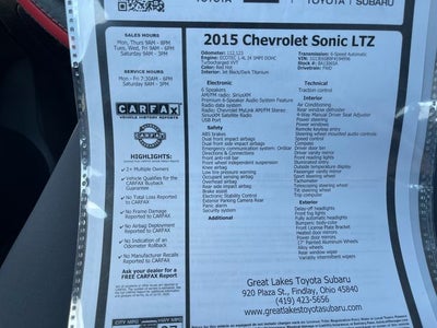 2015 Chevrolet Sonic LTZ
