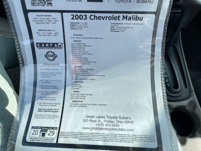 2003 Chevrolet Malibu 4dr Sdn