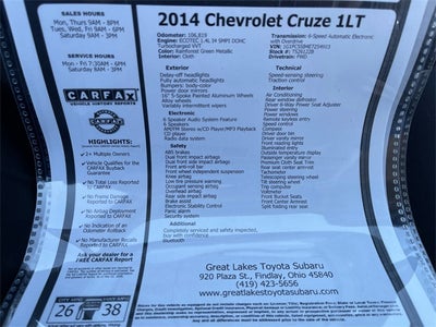 2014 Chevrolet Cruze 1LT