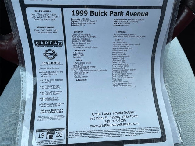 1999 Buick Park Avenue 4dr Sdn