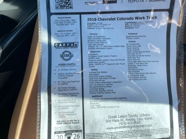 2018 Chevrolet Colorado Work Truck