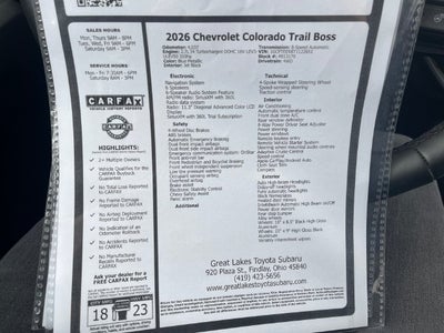 2026 Chevrolet Colorado Trail Boss