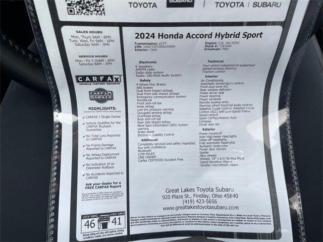 2024 Honda Accord Hybrid Sport