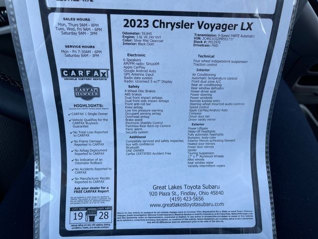 2023 Chrysler Voyager LX
