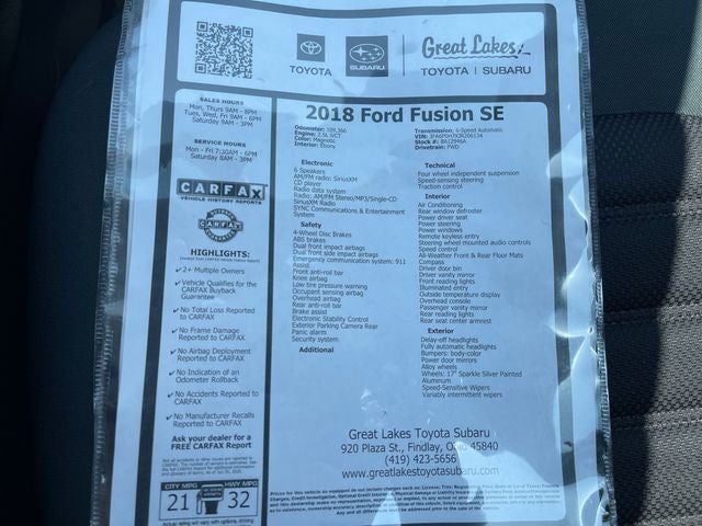 2018 Ford Fusion SE