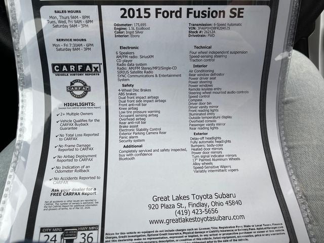 2015 Ford Fusion SE