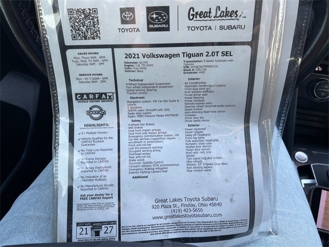 2021 Volkswagen Tiguan 2.0T SE R-Line Black