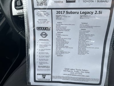 2017 Subaru Legacy 2.5i Sport