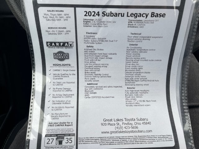 2024 Subaru Legacy AWD