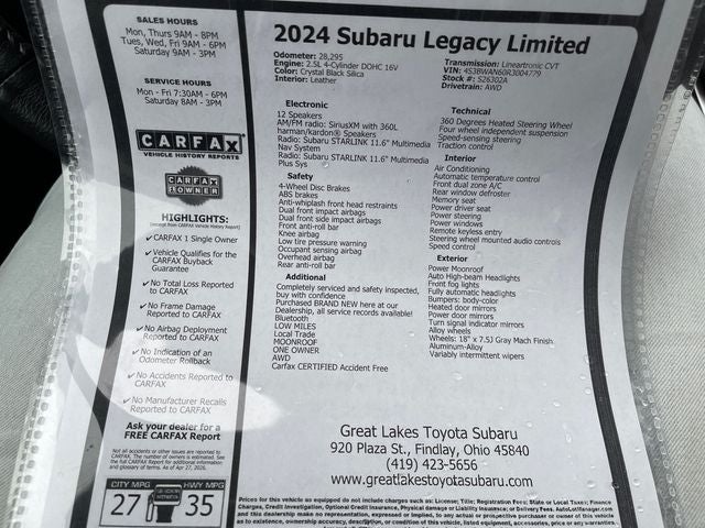 2024 Subaru Legacy Limited