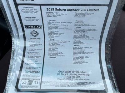 2015 Subaru Outback 2.5i Limited