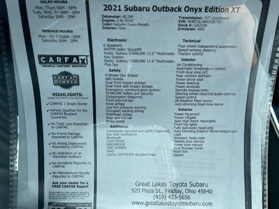 2021 Subaru Outback Onyx Edition XT