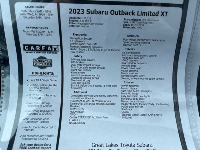 2023 Subaru Outback Limited XT