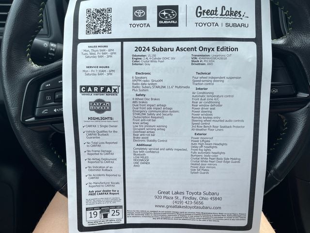 2024 Subaru Ascent Onyx Edition