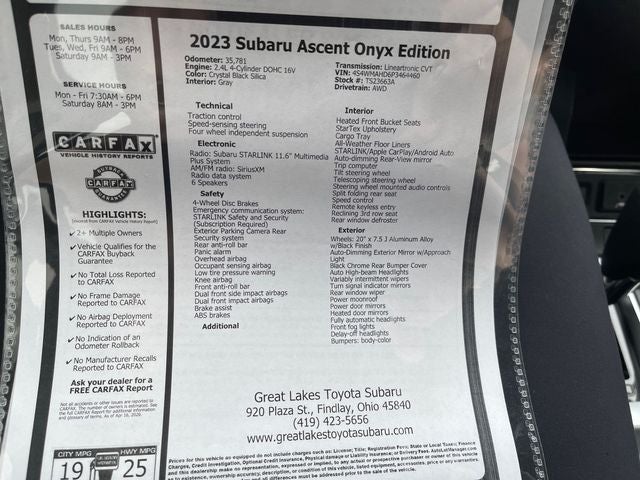 2023 Subaru Ascent Onyx Edition