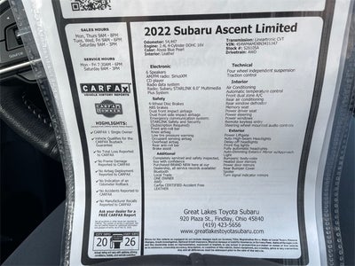 2022 Subaru Ascent Limited