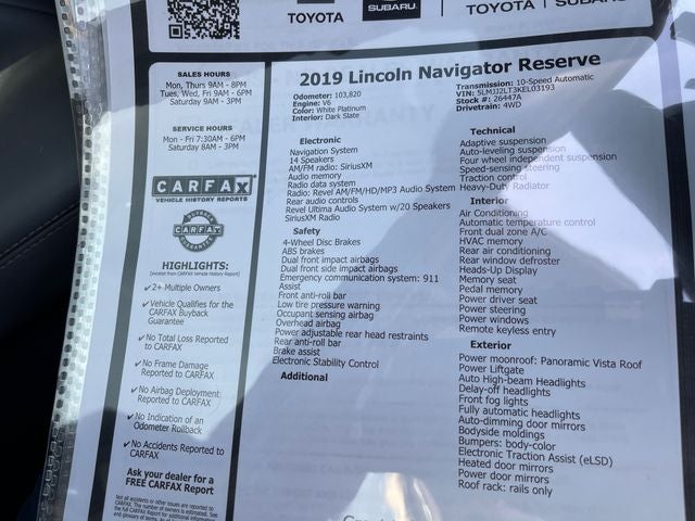 2019 Lincoln Navigator Reserve