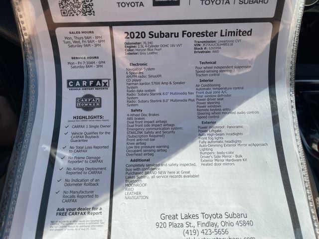 2020 Subaru Forester Limited