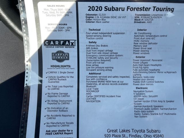 2020 Subaru Forester Touring