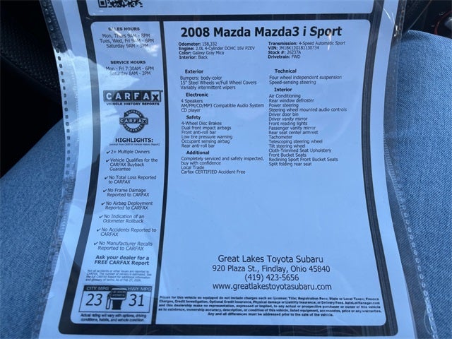 2008 Mazda Mazda3 i Sport