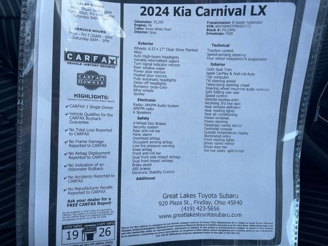 2024 Kia Carnival LX