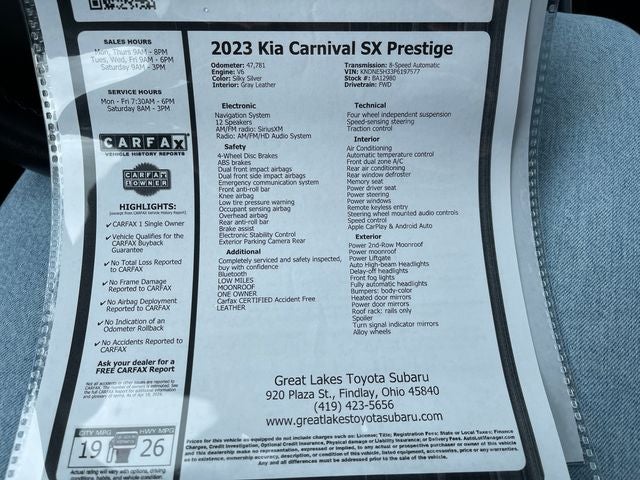 2023 Kia Carnival SX Prestige