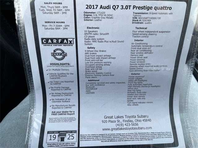 2017 Audi Q7 3.0T Prestige quattro