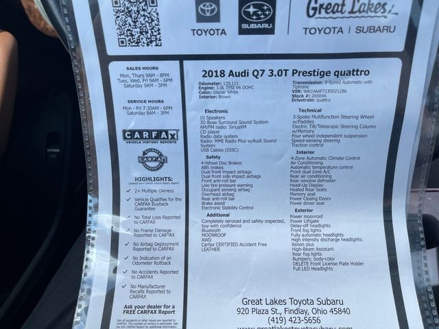 2018 Audi Q7 3.0T Prestige quattro
