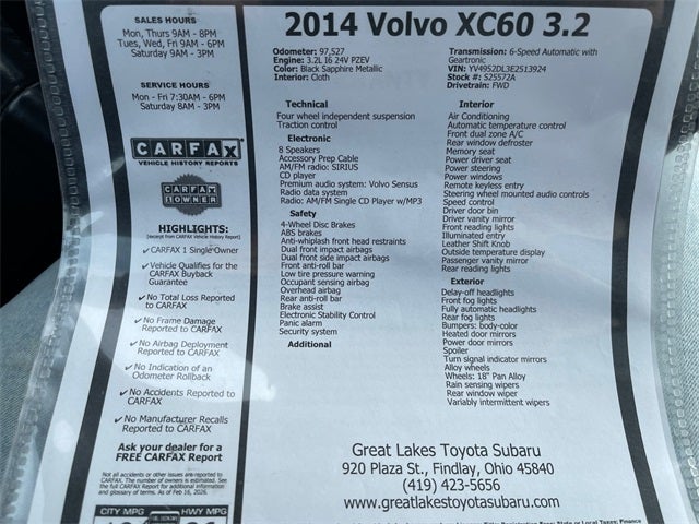 2014 Volvo XC60 3.2