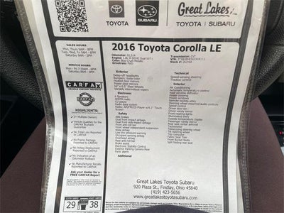 2016 Toyota COROLLA LE