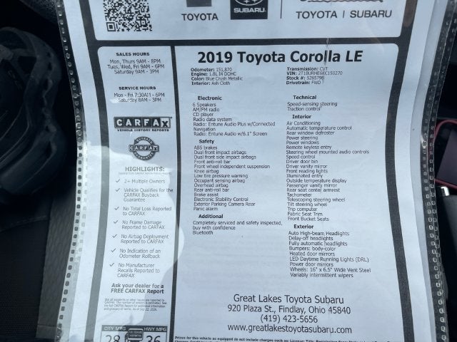2019 Toyota Corolla LE