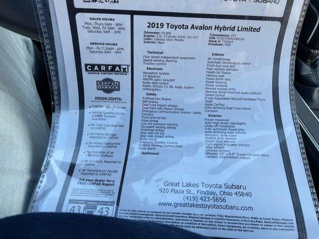 2019 Toyota AVALON HYBRID Limited