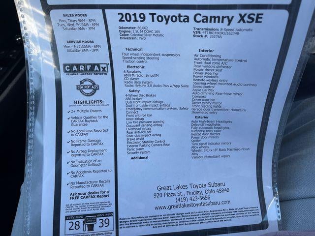 2019 Toyota CAMRY XSE