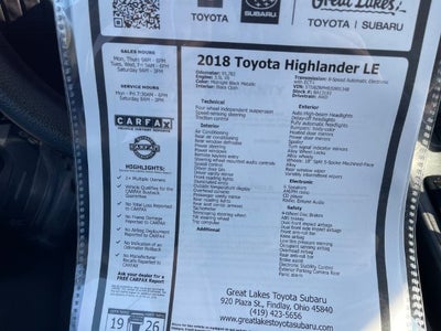 2018 Toyota Highlander LE