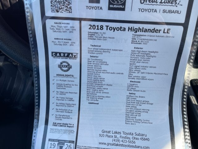 2018 Toyota Highlander LE
