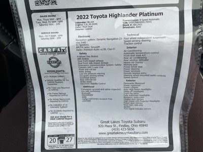 2022 Toyota HIGHLANDER Platinum