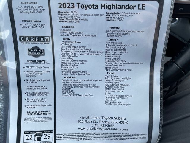 2023 Toyota HIGHLANDER LE