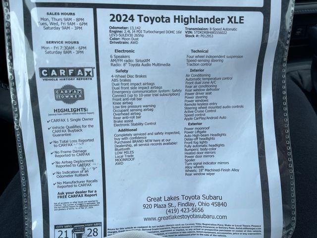 2024 Toyota HIGHLANDER XLE