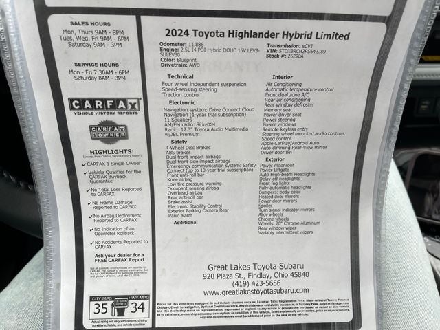 2024 Toyota HIGHLANDER HEV Limited