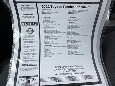 2022 Toyota TUNDRA 4X4 Platinum